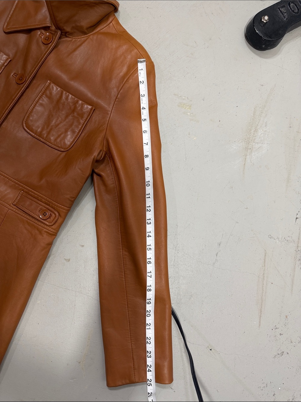 Vintage Classic Cognac Leather Button-Front Coat - Picture 13 of 13